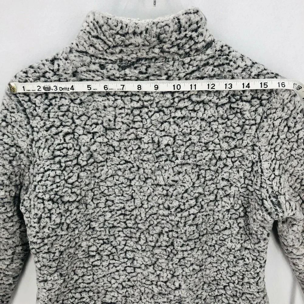 Weatherproof Vintage Womens Small Gray Faux Sherpa Fleece 1/4 Zip Pullover Lined - Picture 10 of 12